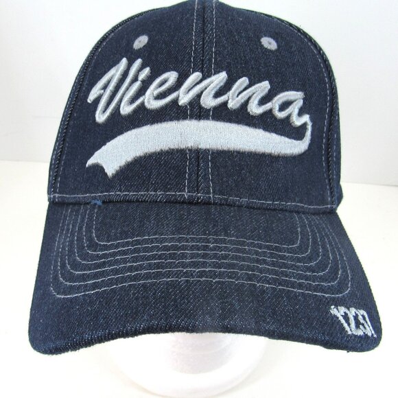 Vienna 1237 Embroidered Logo Men's Blue Jean Look Adjustable Strap Back Cap Hat - Picture 1 of 10